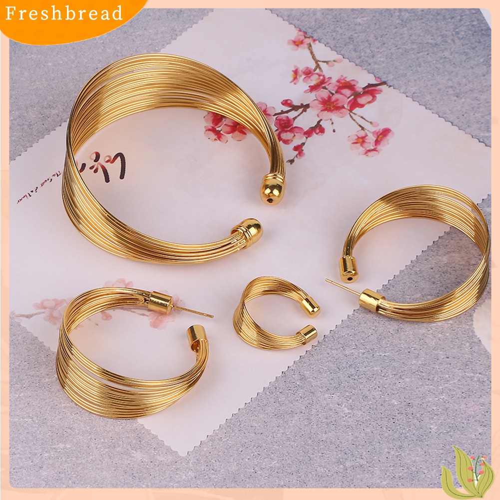 Fresh| 4pcs / Set Kalung + Anting + Gelang + Cincin Gaya Nigeria Eksotis Untuk Pengantin Wanita