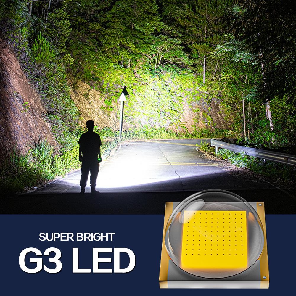 Senter Besar USB Recharge 60000 Lumens bisa Strobo Anti Air Jangkauan Jauh Lampu Sorot Portabel Lampu Sorot Besar Senter Jarak Jauh USB Isi Ulang Senter Lentera Tahan Air Senter Patroli Luar Ruangan High Power LED Flashlight Handheld Searchlight Portable