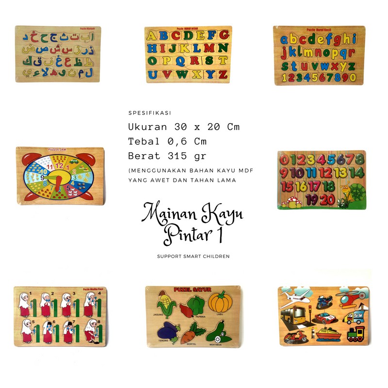 Paket Puzzle Mainan Kayu Pintar