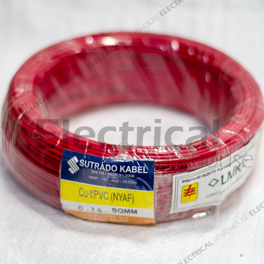 Kabel Listrik NYAF 1x0.75mm2 SUTRADO 100 Meter ( 0.75 mm 0.75mm 0.75mm2 1x0,75 1x0.75 mm2 0,75 M )