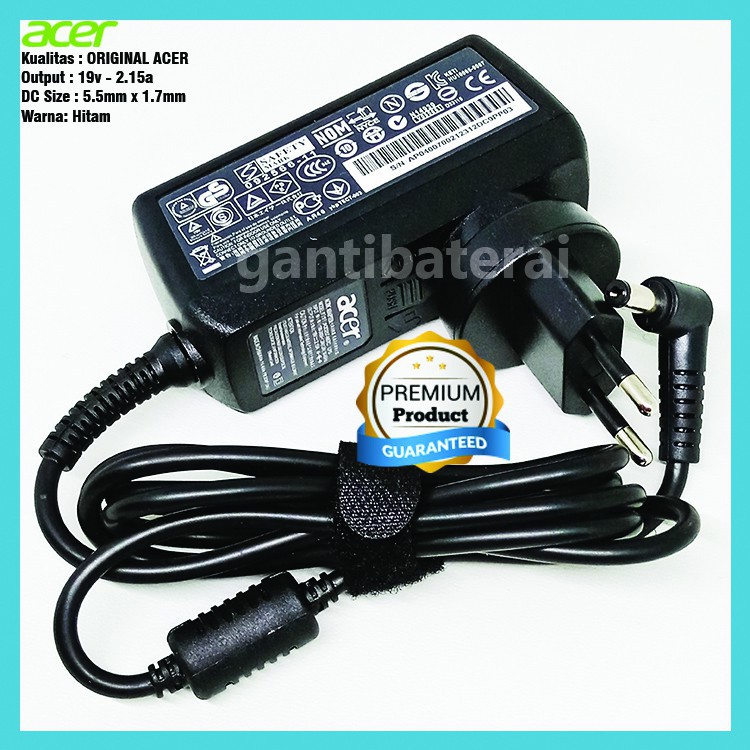 Original Adaptor Charger Acer 532H D255 D257 D260 D270 722 725 756 V5-131 V5-121 ZG5 A150 19V-2.15A