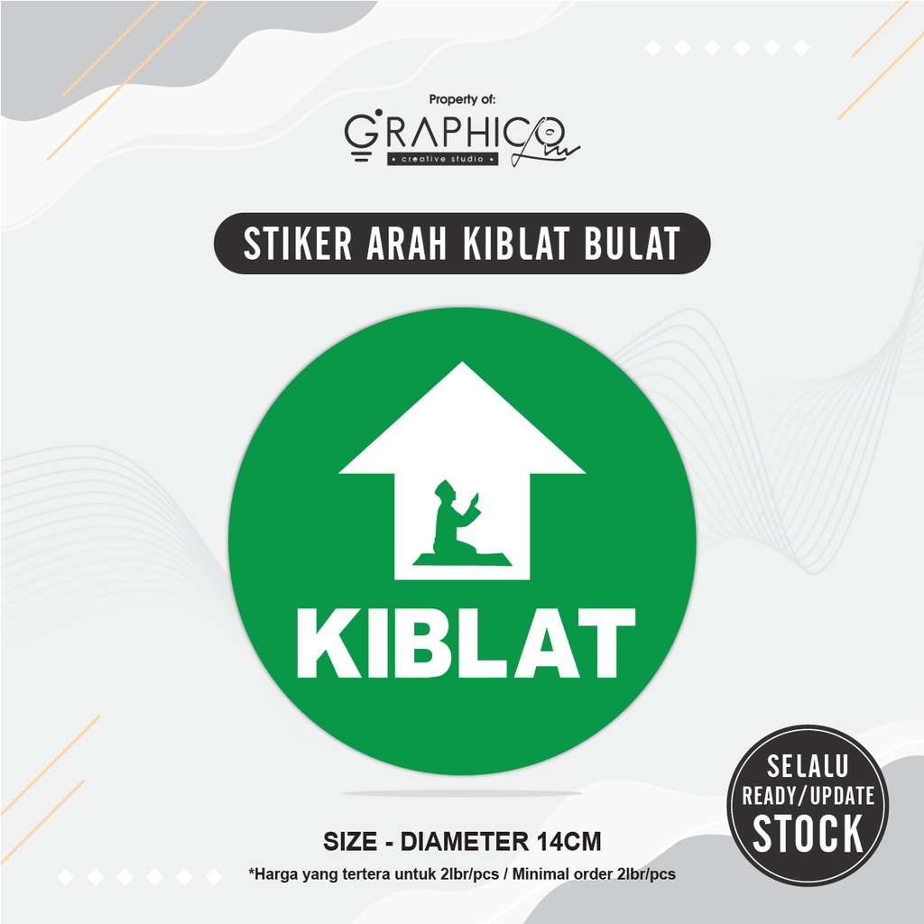 

Stiker Arah Kiblat Bulat - Per/2 lbr (Diameter 14cm)