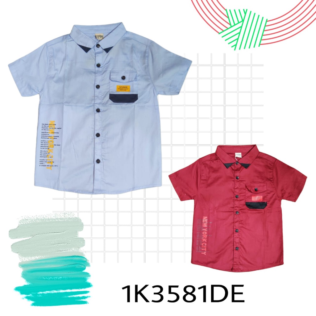 KEMEJA USON | KEMEJA PENDEK ANAK COWOK | KEMEJA ANAK BRANDED MAROON BIRU USON SIZE 140-210