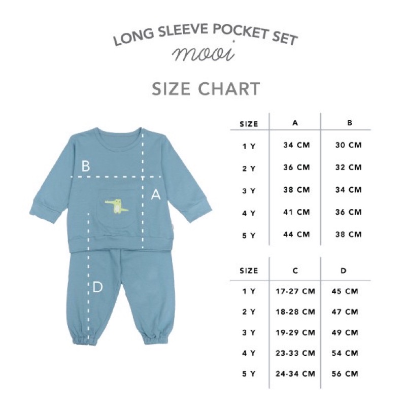 Mooi Longsleeve Pocket Set/Setelan anak/Piyama anak