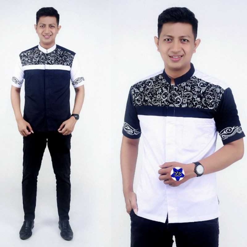 Kemeja Pria Murah Batik Sopal Kertabumi Kerah Sanghai / Baju Batik Pria Prada Kombinasi