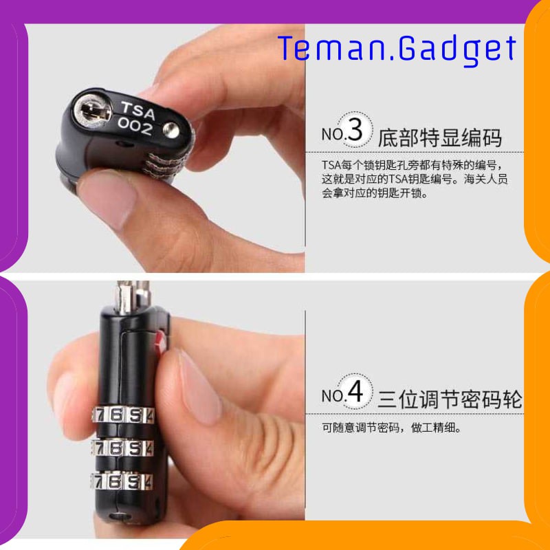 TG-DE193 TRAVELSKY Gembok Koper TSA Padlock Kode Angka 3 Digit - TSA07