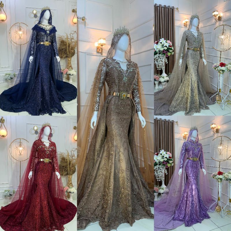 GAUN PENGANTIN TRIDI//GAUN WEDDING TERBARU SLIM BEREKOR MEWAH