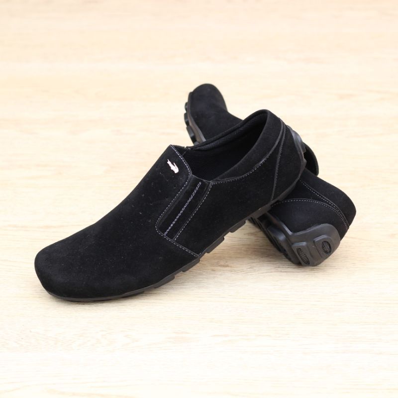 KICK TONE 01 BLACK SLIP ON PRIA KASUAL BS157 BS158 BS159 BS160 BS161 BS16 Slip On Pria Hitam