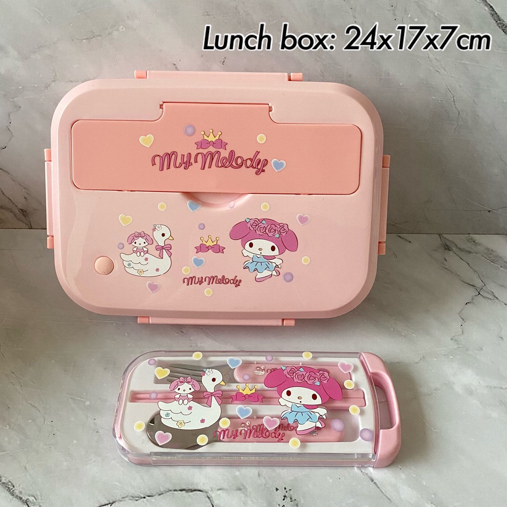 Lunch Box Kotak Bekal Karakter Pooh My Melody Kuromi Batzmaru Stitch Pompompurin Hello Kitty Sanrio Doraemon Snoopy Little Twin Star Cinnamoroll