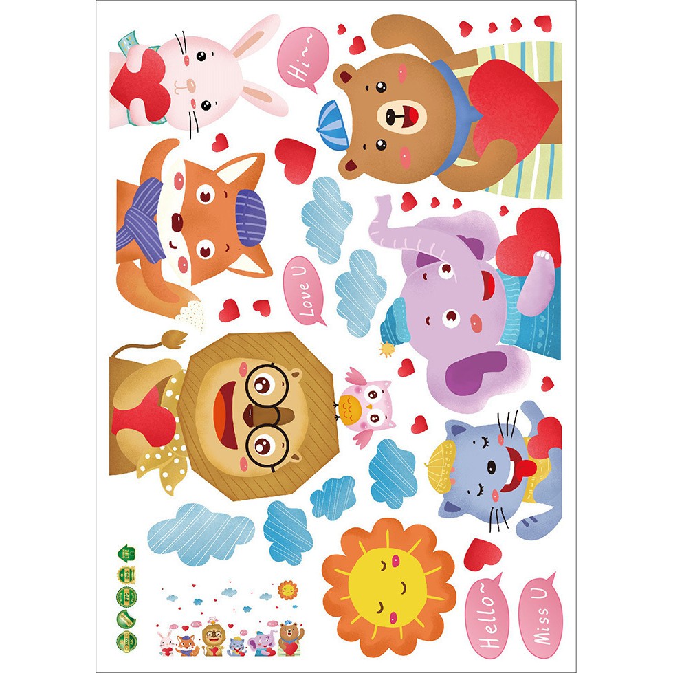 Reliza Wall Sticker Zoo Animal Greeting Hewan Anak LDR274