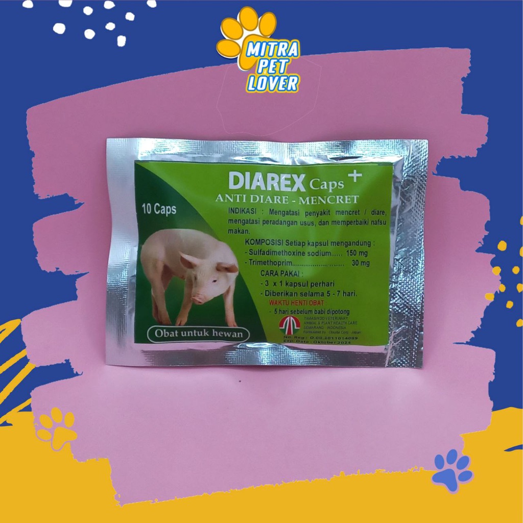 OBAT DIARE BABI - DIAREX PIG 10 CAPSUL - ANTI MENCRET DIARE BABI - KAPSUL ANTIBIOTIK JEPANG ATASI RADANG USUS - PERBAIKI NAFSU MAKAN &amp; IMUN TUBUH - MURAH GARANSI KUALITAS ASLI ORIGINAL - PET ANIMAL- TAMASINDO KESEHATAN &amp; VITAMIN TERNAK HEWAN MITRAPETLOVER