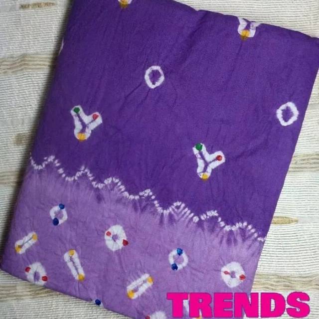 Kain Batik Jumput Jumputan Solo Motif Cengkehan Tumpal Warna Ungu Seragam Kemeja Kantor Sekolah