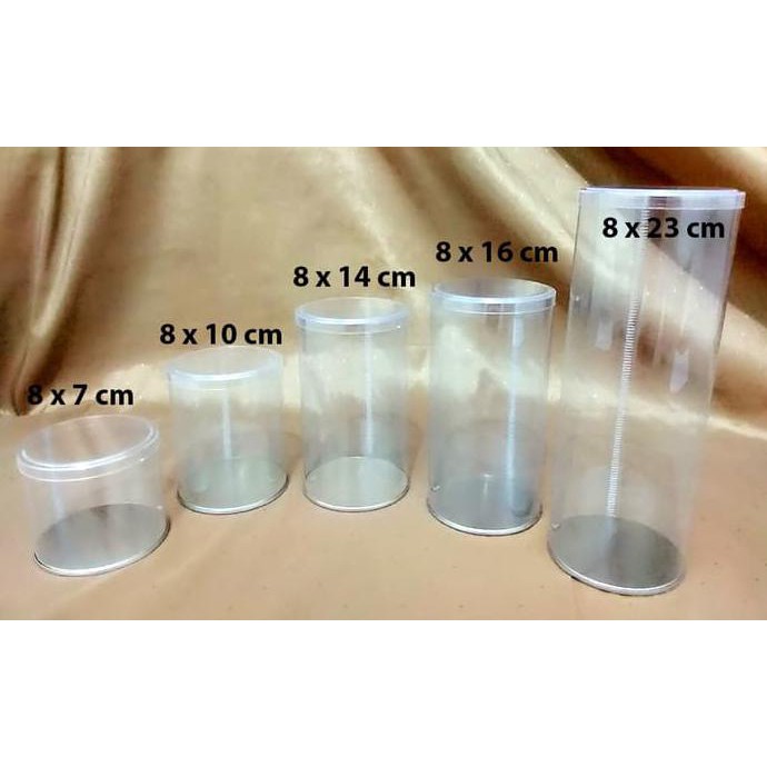 tabung mika kaleng toples + tutup (d = 8 x 16 cm)