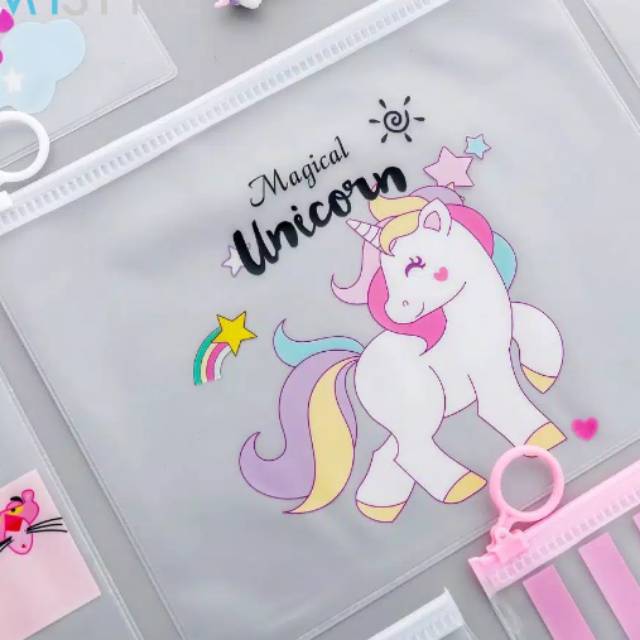 

Tempat Pensil Transparan Plastik Cute Unicorn