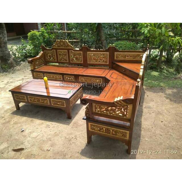 Kursi sudut/ kursi sudut mahkota/ kursi sudut ukir/ kursi sudut jati/ kursi sudut murah/ kursi sudut