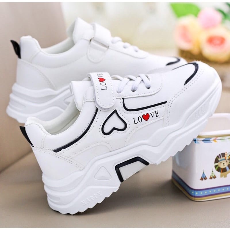 sepatu sneakers korea wanita JINTU terbaru MODEL LOVE /sepatu nongkrong/sepatu main NS 87