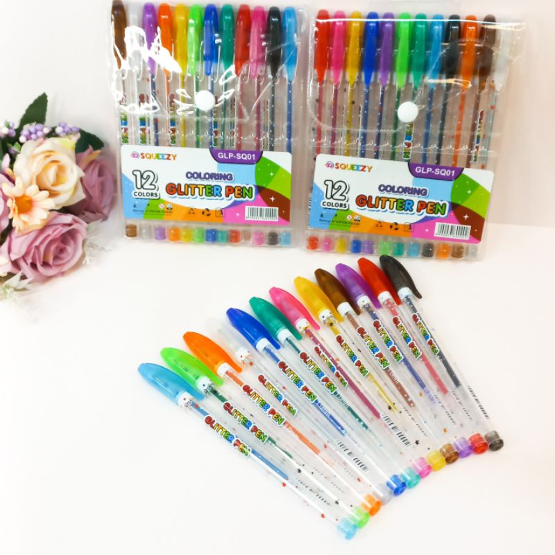Pulpen Gel Gliter Colloring Glitter Pen Squeezy GLP-Sq01