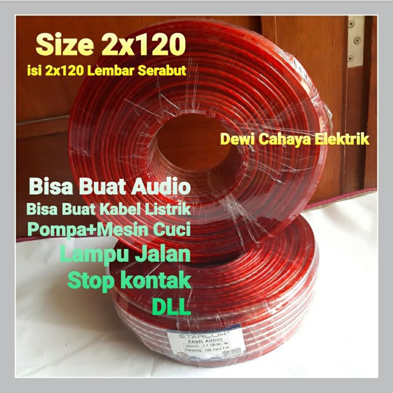Kabel Listrik Transparant Serabut 2 x 120 x 1M isi 2 - Kabel Pompa - Kabel Audio Tembaga Tebal