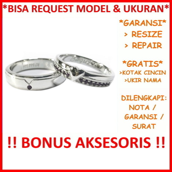 Gratis Ukir Nama Garansi Silver Asli Bisa Pesan Model Cincin Couple Perak Tunangan Mas Kawin Id614