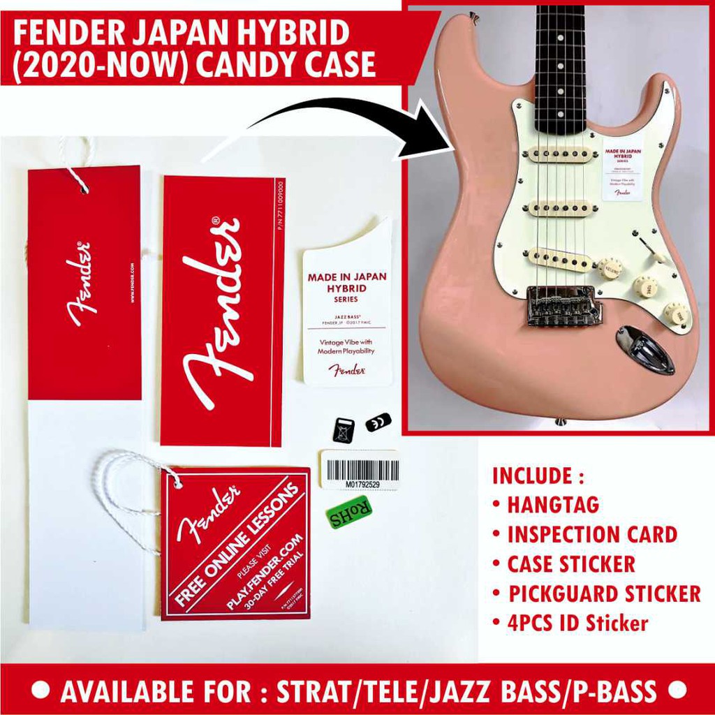 Fender Japan Hybrid Guitar and Bass Candy Case Hangtag Set Plus Sticker Set