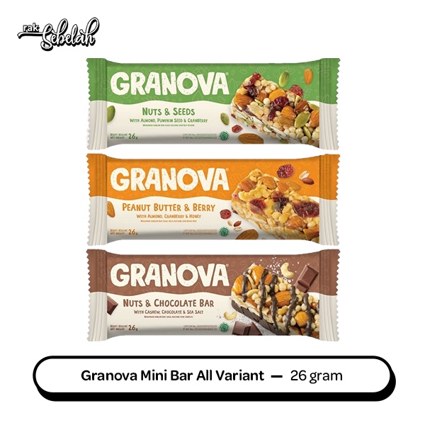 

Granova Granola Mini Bar 26gr - Healthy Snack, Snack Sehat Anak, Granola Bar, Cemilan