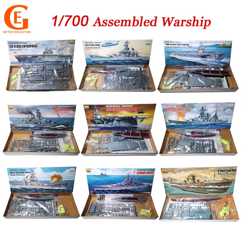 Mainan Model Kapal Selam USS CVN69 WW2 Tempur Jerman Bahan Plastik Skala 1 / 700 Untuk Hobi