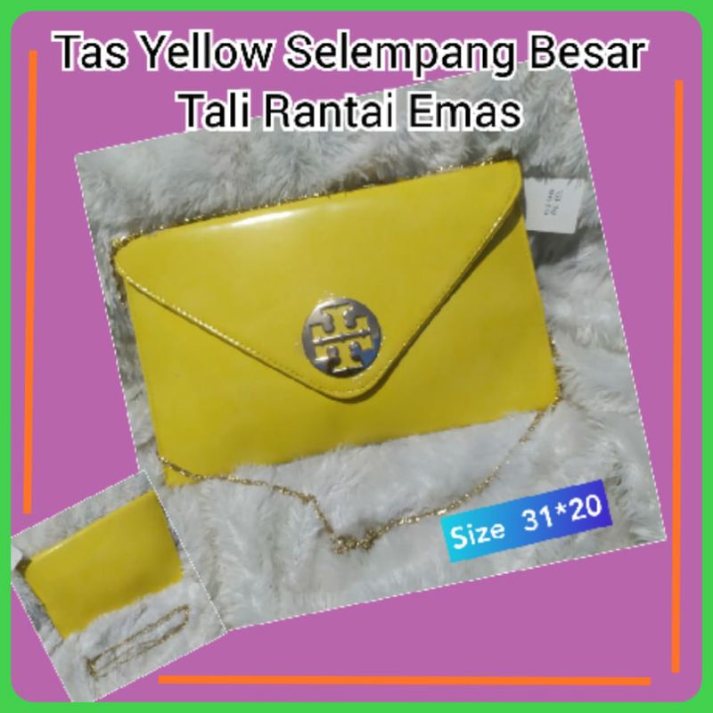 New Tas Selempang Yellow Rantai Emas
