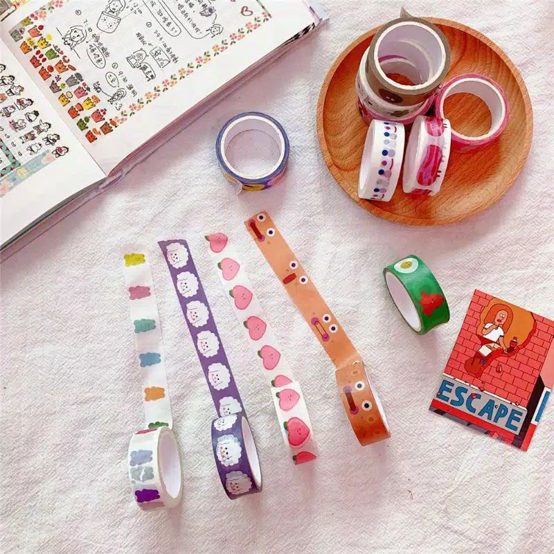 

[riBBon]1PC Washi Tape Decor Masking Tape Cute Sticker DIY Scrapbook Journal / Selotip Stiker