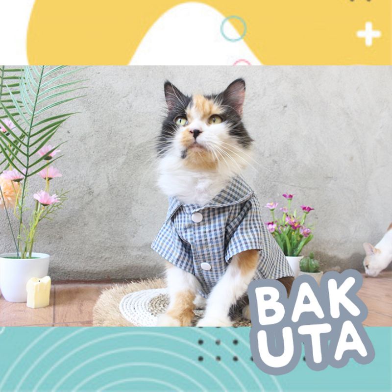 Kemeja kotak-kotak pak RT untuk kucing dan anjing / baju kucing murah size S-XL