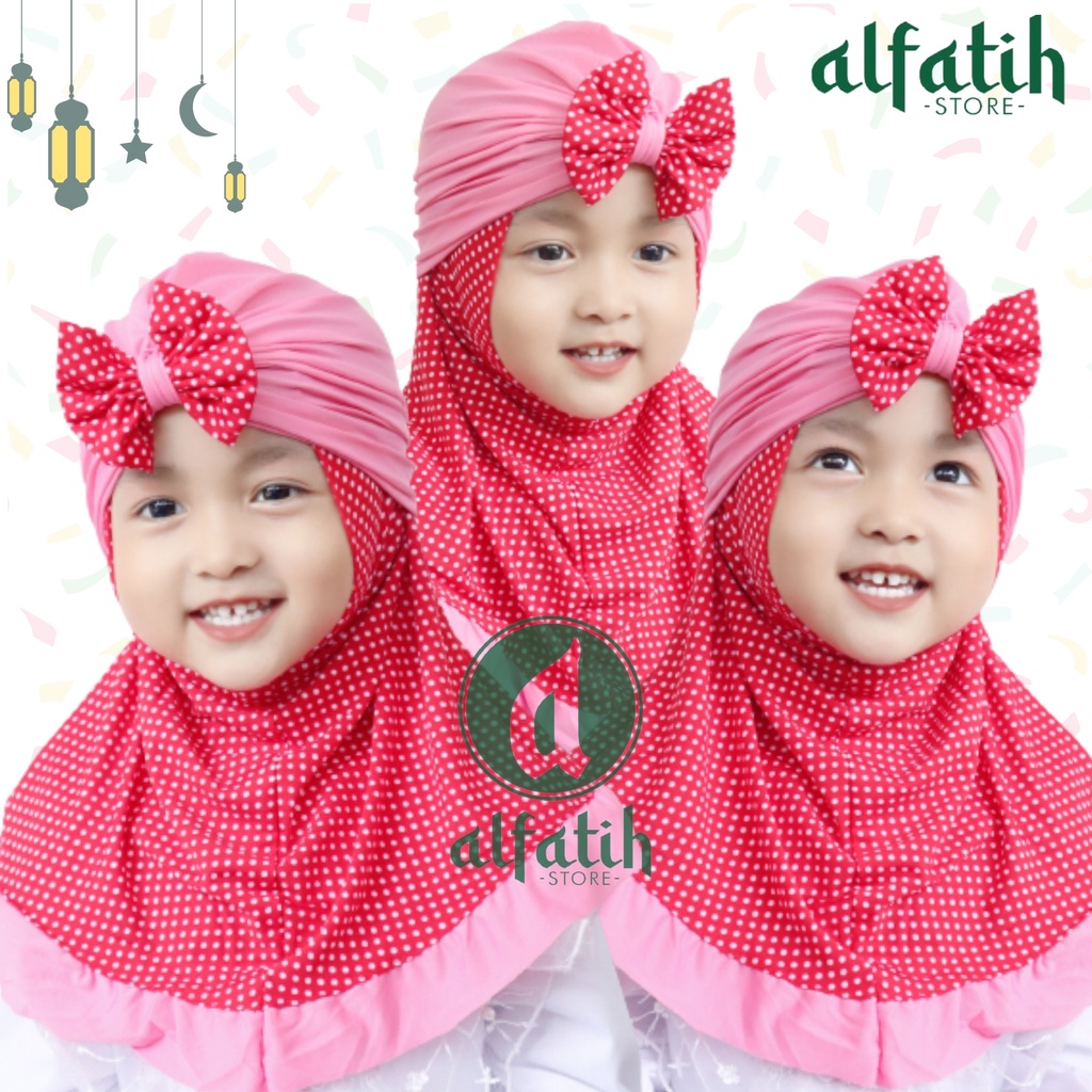 ALFATIH STORE / JILBAB HIJAB ANAK TURBAN ARSY POLKADOT / HIJAB ANAK / JILBAB INSTAN /KERUDUNG ANAk / Kerudung Anak Jilbab Hijab Anak Bayi Perempuan / pastan baby / hijab anak / Jilbab Anak bayi Usia 0-3 Tahun Bahan Jersey Premium Nyaman Di Pakai