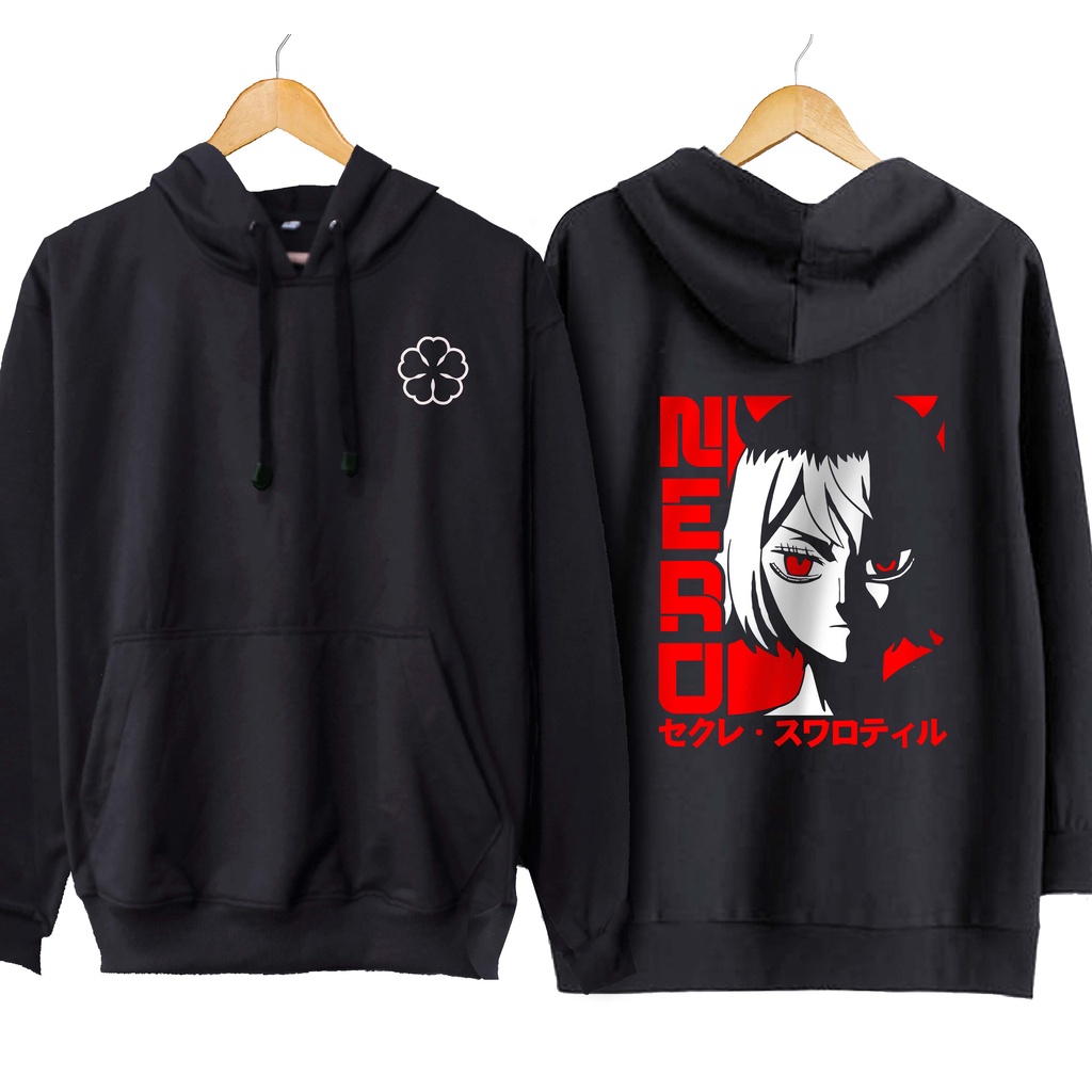 Jaket hoodie jumper anime NERO SECRE HALF - BLACK CLOVER 100% cotton fleece