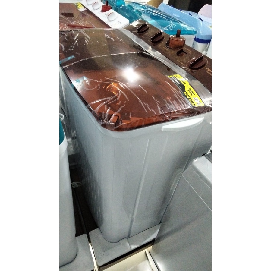 Mesin Cuci Polytron PWM 8072 B N Tutup Transpatan Biru Coklat 8 Kg