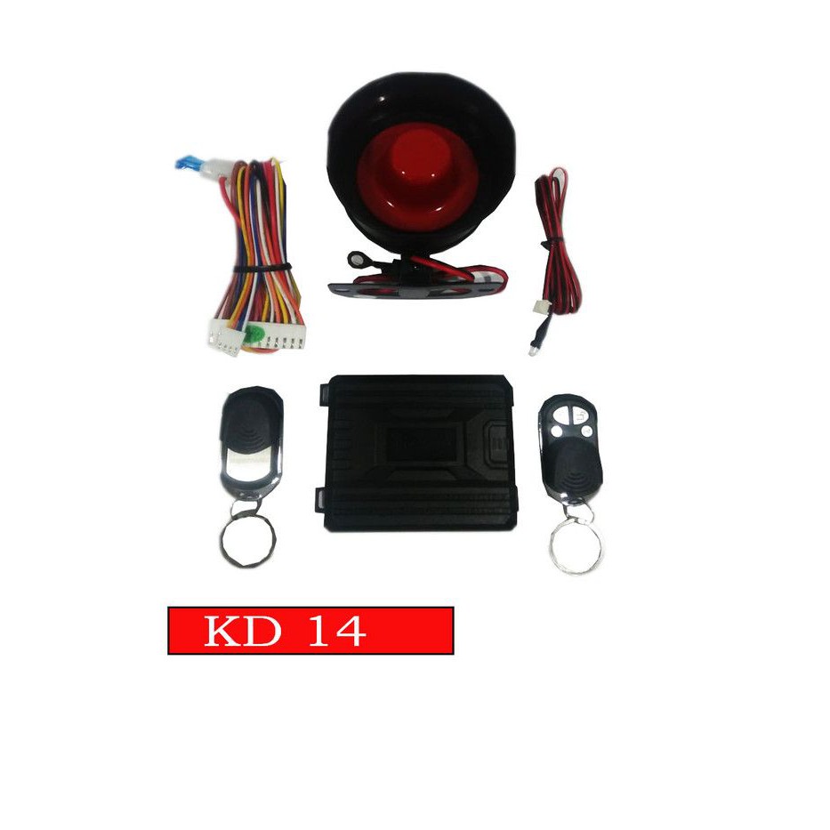 KUNCI MOBIL/ ALARM MOBIL DENGAN 2 REMOTE DAN KABEL, SIREN SET KD14