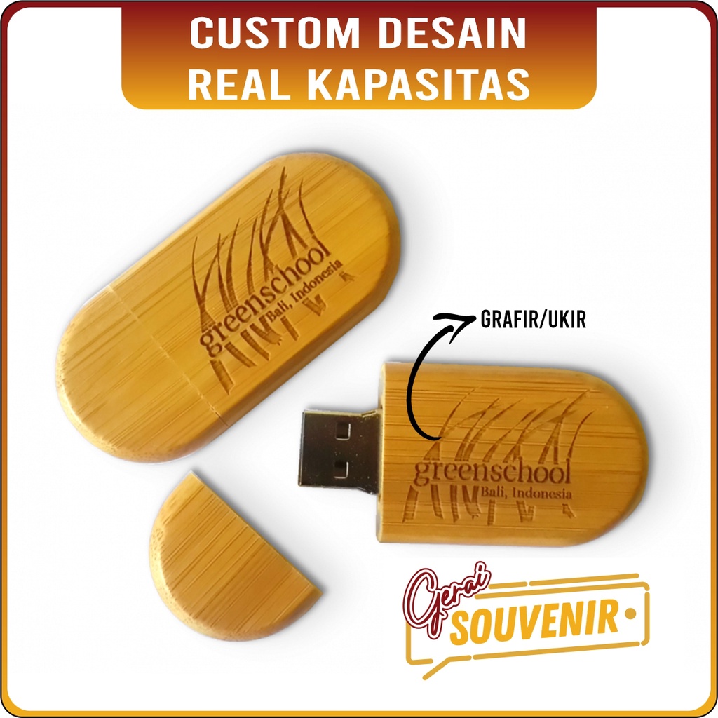 Flashdisk Kayu Grafir Laser Bebas desain usb bambu unik Flash disk bamboo ukir flash drive 2.0 murah