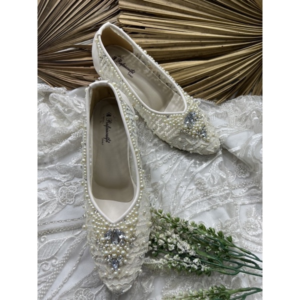 sepatu Rafaizoutfit wedding wanita syahera broken white tinggi 5cm tahu