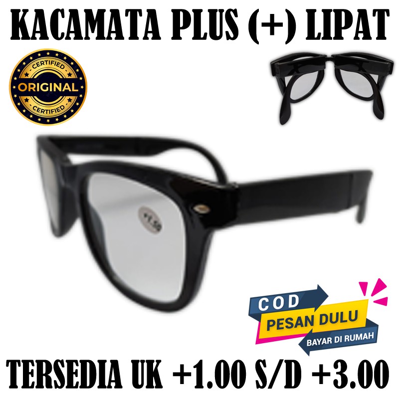 Kacamata Baca Lipat Plus (+) Pria Wanita Uk +1.00- +3.00 Kaca mata Plus Kacamata Rabun Dekat Unisex