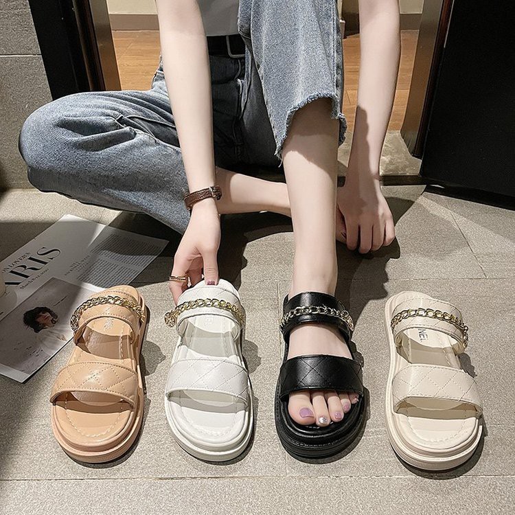 RYX - Pelle Scarpe Sandal Tebal Wanita Fashion Casual - Ori Import