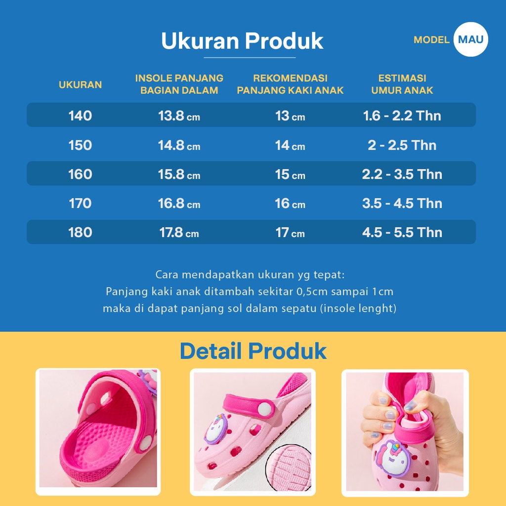 LAPAGO - Sepatu Sandal Slop Anak Kartun EVA Laki laki Perempuan Umur 1-4 Thn Eva 2021 Type MAU