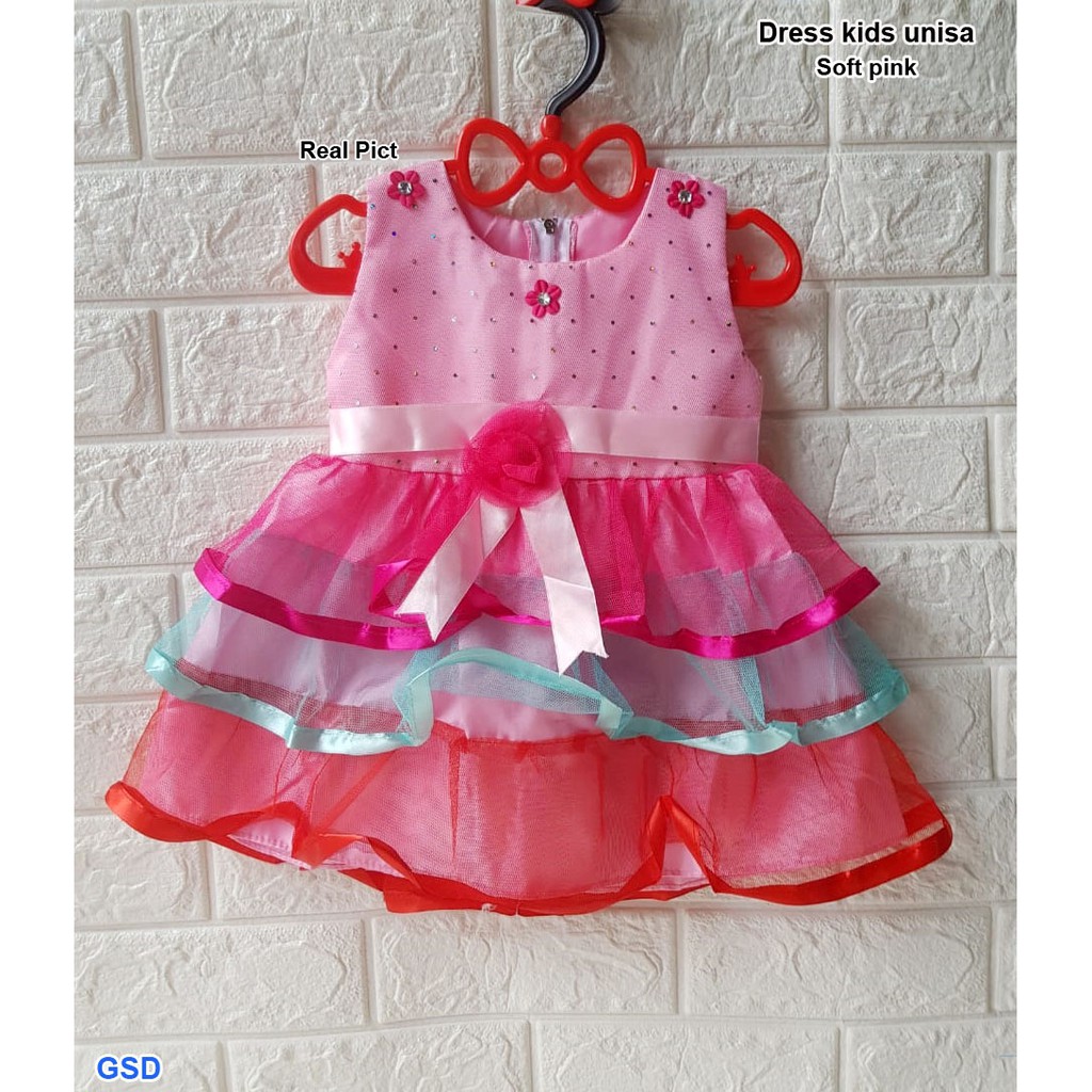 Dress kids Unisa/dress anak perempuan pesta/terusan dress anak brukat pita murah/casual dress