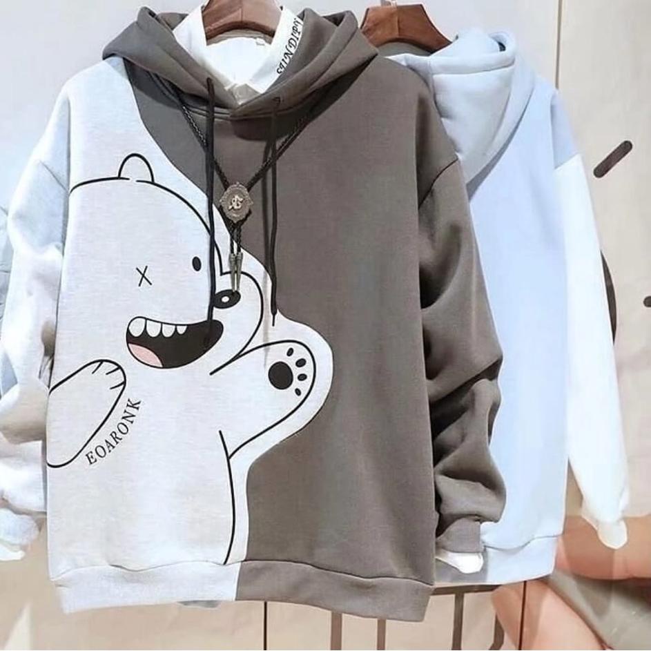 {MLH.20Au22q} HOODIE SWEATER | BURGUNDY BEAR COMBIE | SWEATER HOODIE