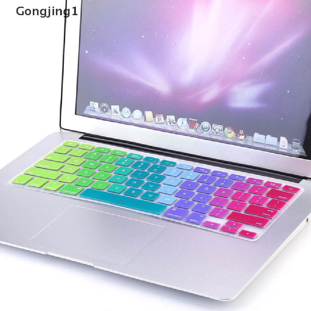 Gongjing1 Skin Silikon Pelindung Keyboard Warna Pelangi Untuk iMac Macbook Pro 13 &quot;15&quot;