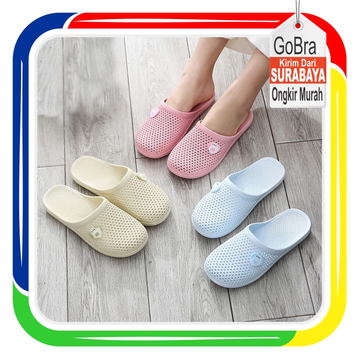 Gobra ♕ SA004 Sandal Slop EVA Import Motif Hi Kitty Fashion Korea Sendal Selop Santai Wanita Karet Rubber Empuk Kamar Mandi Dapur Rumah