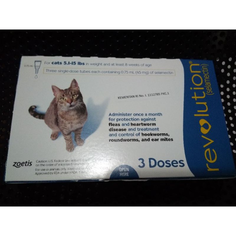 Obat tetes kutu kucing dewasa Revolution 1box isi 3 dosis