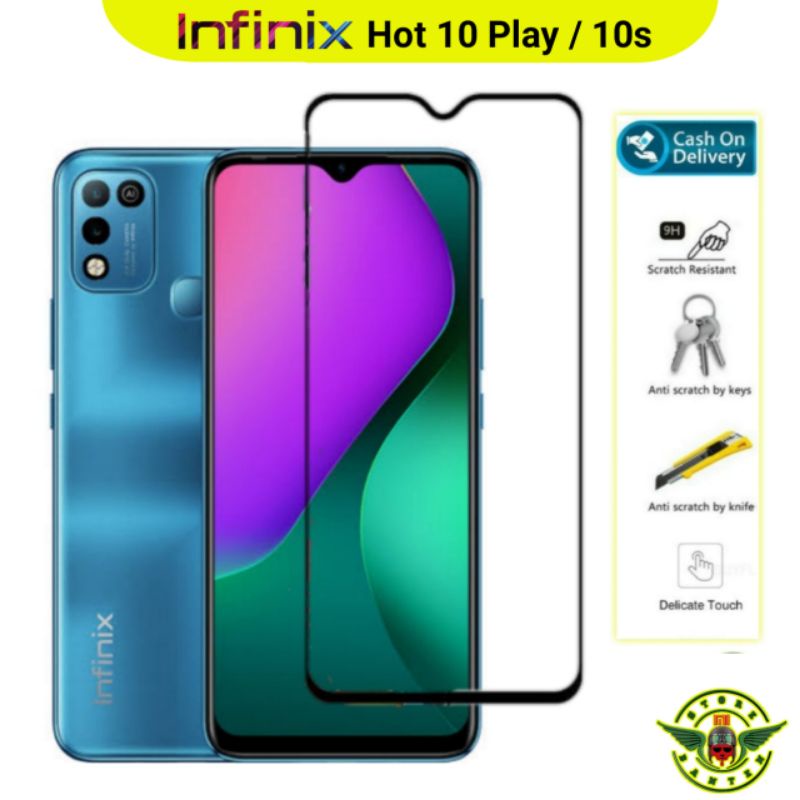 TG Infinix Hot 10 Play Tempered Glass - Gorila Glass. Anti Gores Kaca Tg hot 10s Ful Lem Presisi Ful
