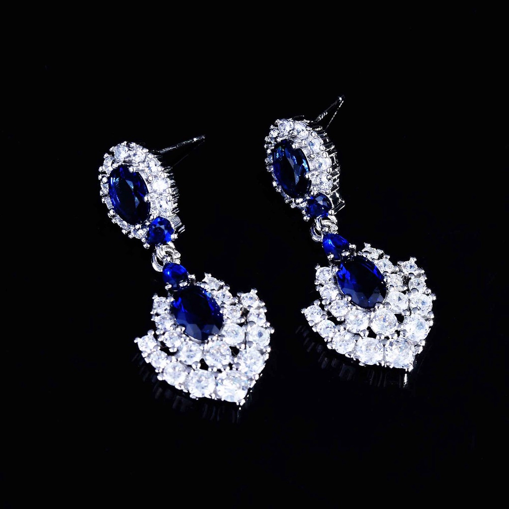 Hu Hu Hu Hu Hu Alat Bantu Pasang Kacamata♡ Anting Tusuk Gantung Wanita Desain Geometri Hias Tanzanite Imitasi Berkilau Untuk Banquet