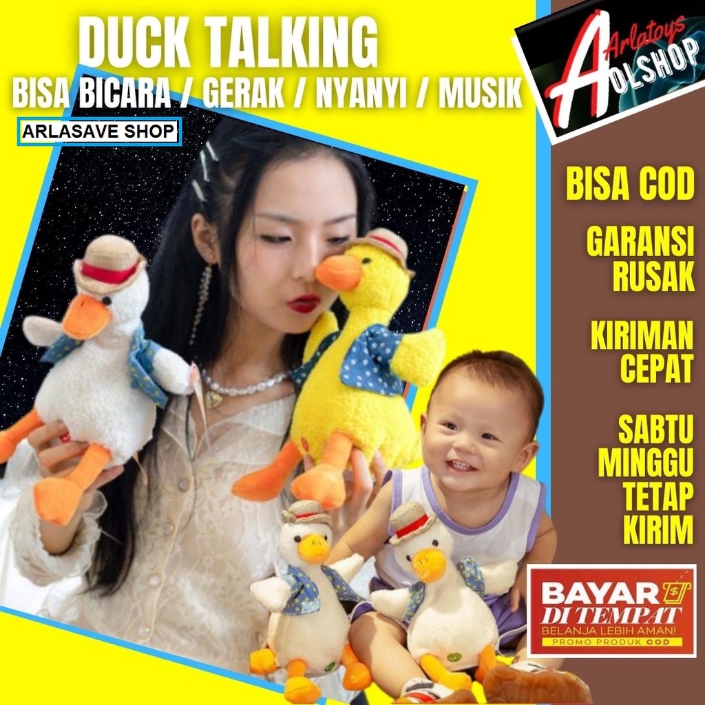 AS53 [Bisa COD] Talking Duck Ducks Bebek Mainan Boneka Karakter Bisa Bicara Bernyanyi dan Bergerak B