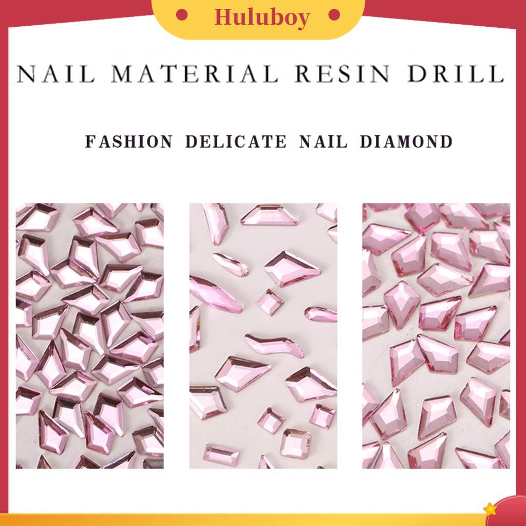 Huluboy Huluboy♡ 50 Pcs Ornamen 3D Bentuk Irregular Bahan Resin Warna Pink Untuk Dekorasi Nail Art
