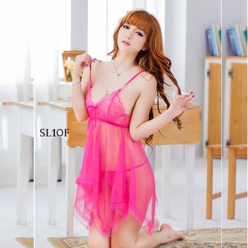 [SIAP KIRIM] BAJU TIDUR WANITA DEWASA LINGERIE SEXY GAUN TIDUR SEKSI FUSCHIA SL10F