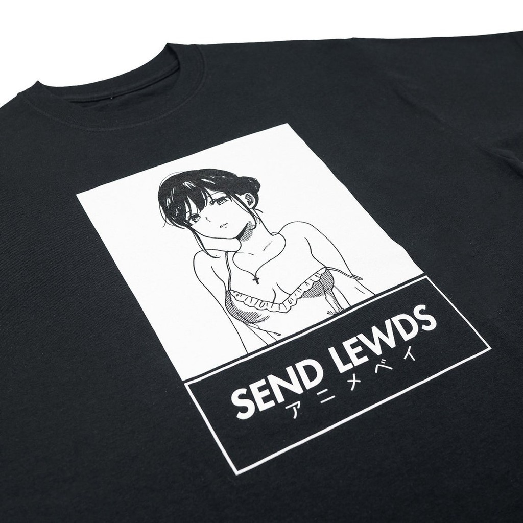 Tshirt Send Lewd Girl Kawaii Black Anime Manga Premium