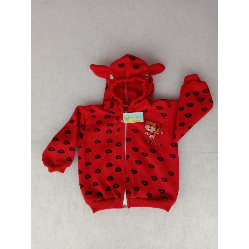 Jaket Bayi Motif Baby Cat-Merah